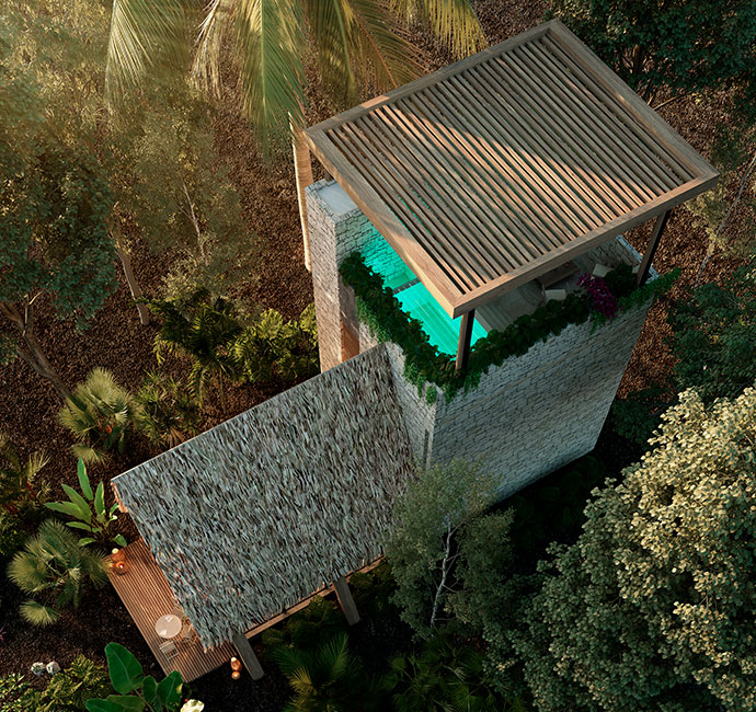 Aerial Rendering of Villa Ixchel