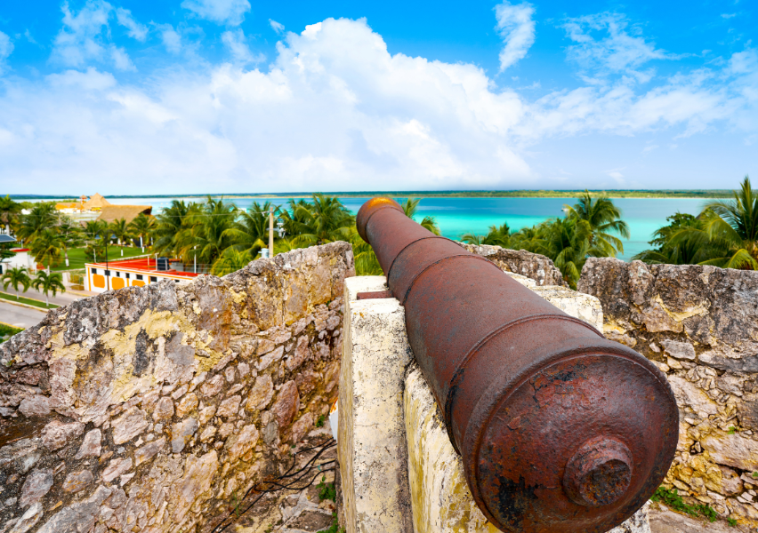 Fort San Felipe Canon Overlooking Bacalar Lagoon