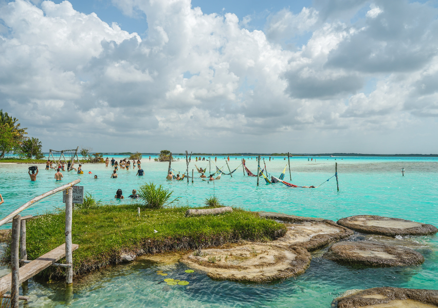 People Swimming in Bacalar Lagoon