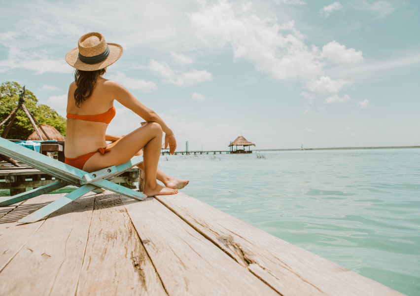 Woman Sunbathing in Bacalar