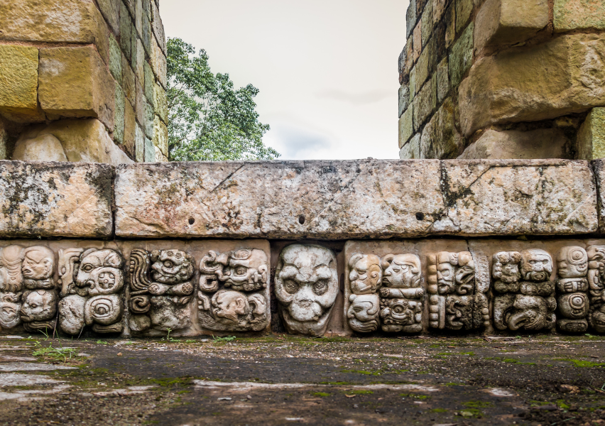 Carved Detail At Mayan Ruins Copan