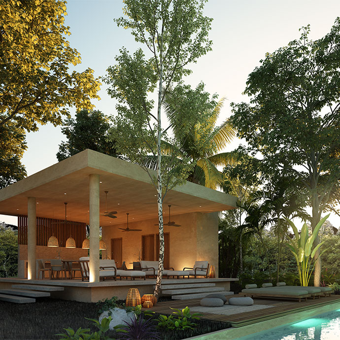 Clubhouse Rendering at Ichkabal Villas