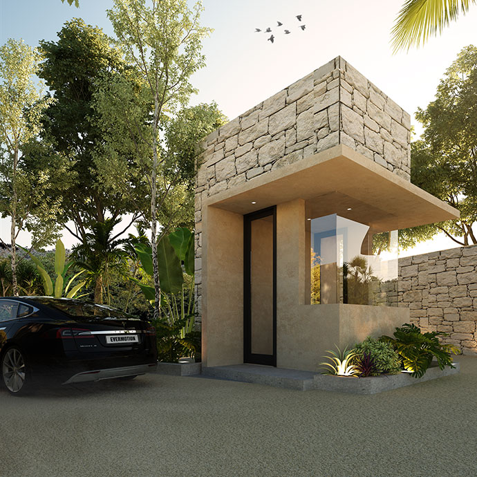 Front Gate Rendering at Ichkabal Villas