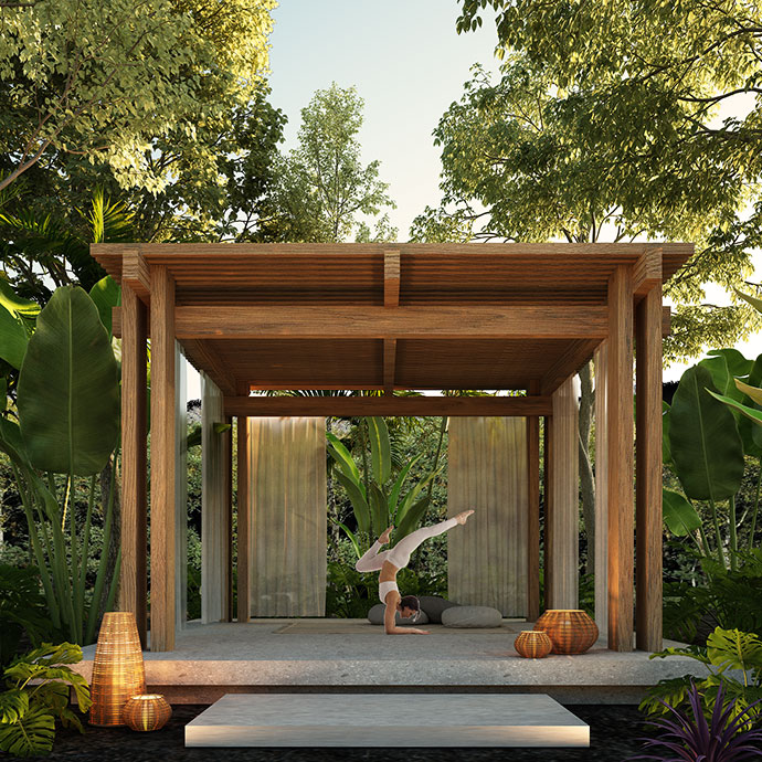 Yoga Deck Rendering at Ichkabal Villas